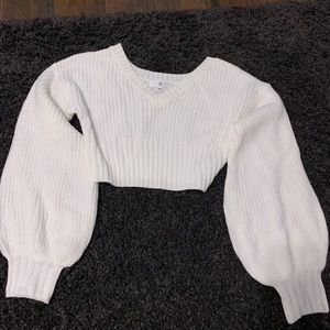 Balloon Sleeve Crop Sweater